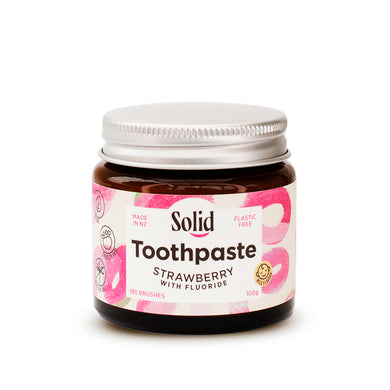 Solid Oral Care Strawberry Fluoride Toothpaste Jar