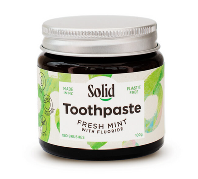 Solid Oral Care Fresh Mint Fluoride Toothpaste Jar