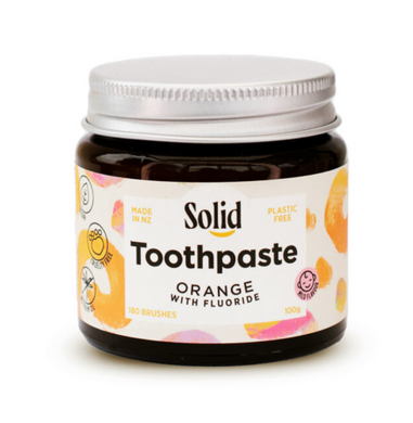 Solid Oral Care Orange Toothpaste Jar. Shop Zero Waste NZ