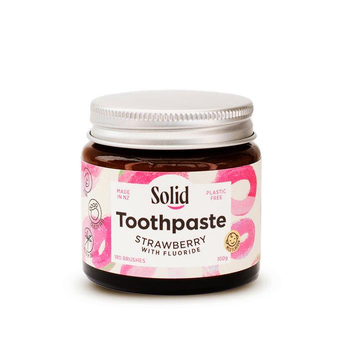 Solid Oral Care Strawberry Fluoride Toothpaste Jar