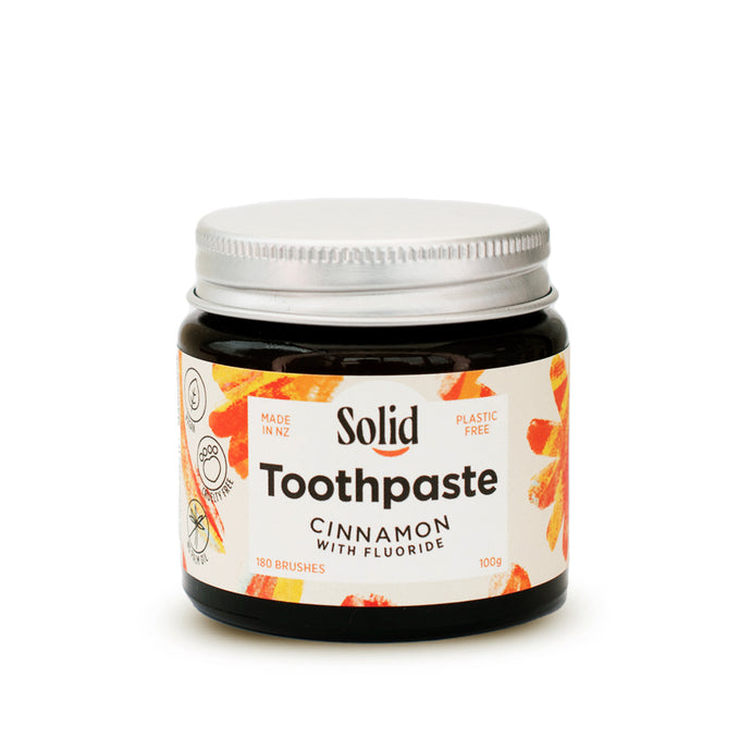 Solid Oral Care Cinnamon Spice Fluoride Toothpaste Jar